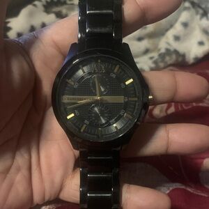 Armani Exchange Black and Gold Men's Watch